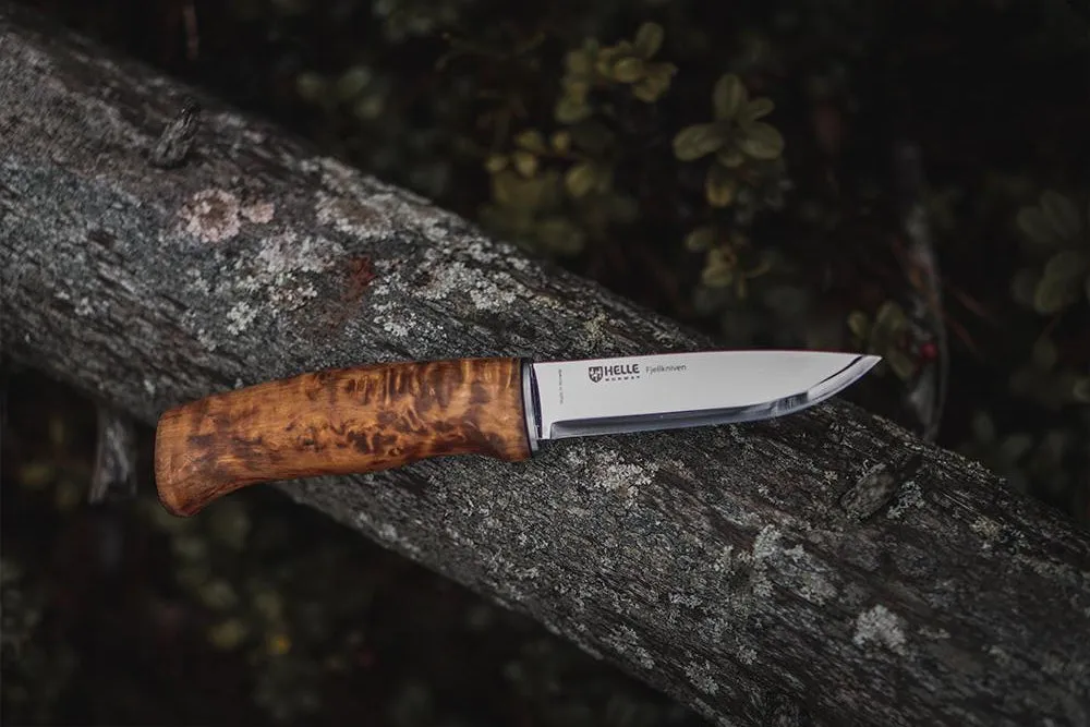 Helle Fjellkniven kniv 12C27 masurbjørk