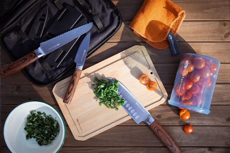 GSI Outdoor RAKAU Knife Set knivsett 3 deler med bambus